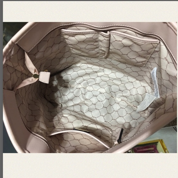 Aldo blush color chunky gold chain handles handbag - Picture 7 of 8